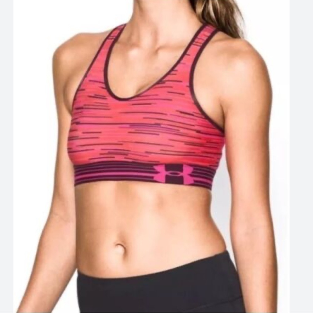 Under Armour Women’s Sports Bra Red Pink Black Size Medium ?